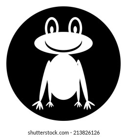Frog button on white background. Vector illustration.