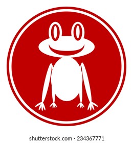 Frog button on white background. Vector illustration.