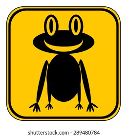 Frog button on white background. Vector illustration.