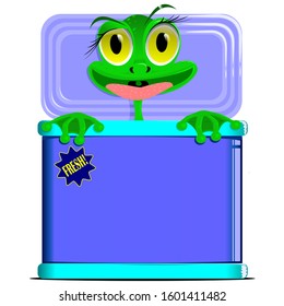 frog in a can on white background cheerful vector illustration