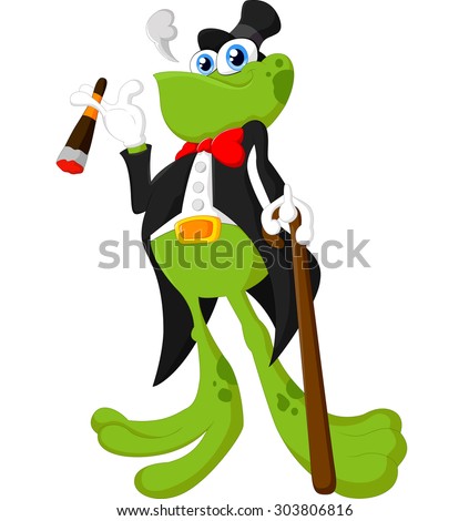 Frog Cane Top Hat Holding Cigar Stock Vector (Royalty Free) 303806816 ...