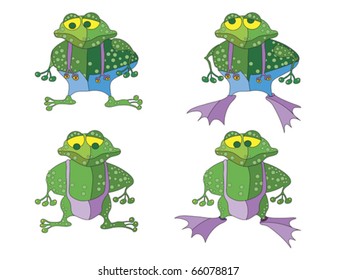 frog cartoon against white background, abstract vector art illustration