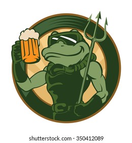 frog cartoon with beer