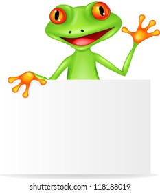 Frog cartoon with blank sign