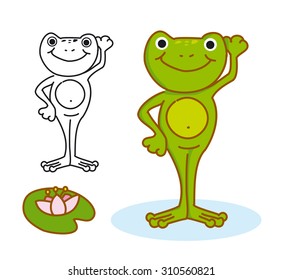 frog cartoon character, green animation