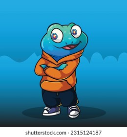 Frog cartoon character vector illustration