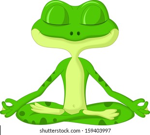 Frog cartoon doing yoga