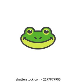 Frog cartoon face filled outline icon, line vector sign, linear colorful pictogram isolated on white. Symbol, logo illustration. Vector graphics
