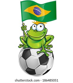 frog cartoon  with flag of brazil