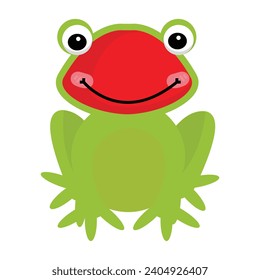 frog cartoon green frog flat graphic