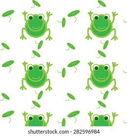 Frog cartoon illustration seamless pattern.
