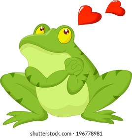 Frog cartoon in love