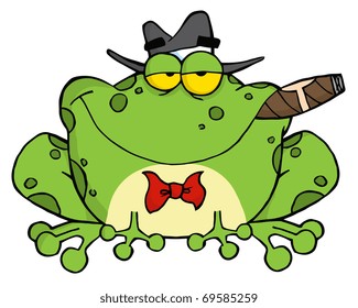Frog Cartoon Mobster With A Hat And Cigar