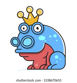 Frog Cartoon Sitting Vector Illustration On White Background