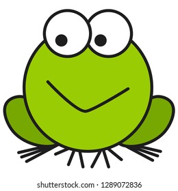 Frog in cartoon style. On white background, vector illustration