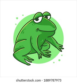 Frog Cartoon Vector Illustration. Green Frogs Mascot Logo. Amphibian Toad Animal Symbol Icon Character Element. Zoology Drawing Template Conceptual