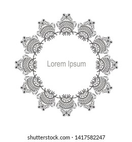 Frog cartoons circle monochrome background, Lorem Ipsum. Design element stock vector illustration for web, for print