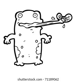 frog catching fly cartoon