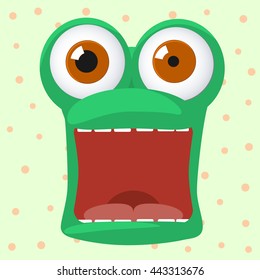 frog character is afraid with open mouth