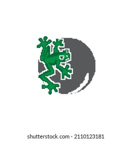 Frog character icon. Pixel art. 8-bit sprite. Sticker design. Isolated vector illustration.EPS 10