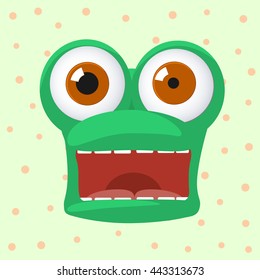 frog character in shock with open mouth