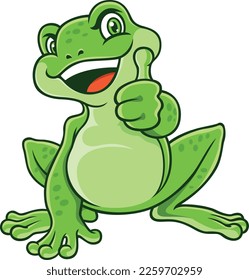 Frog Character with Smile and Thumbs Up