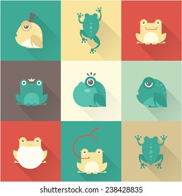 Frog Characters Flat