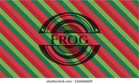 Frog christmas emblem background.
