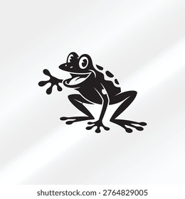 Frog Clipart, Frog Silhouette, A Frog Exuberant Escapade Illustration in Black and White, Frog Symbol Icon