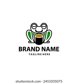 frog coffee logo design vector
