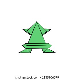 frog colored origami style icon. Element of animals icon. Made of paper in origami technique vector Illustration frog icon can be used for web and mobile on white background