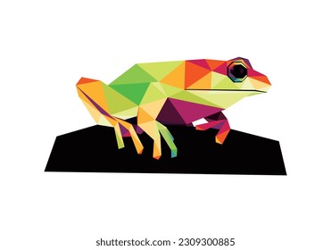 Frog in colorful Vector Polygonal low poly. Frog colorful Abstract Illustration. Frog abstract vector