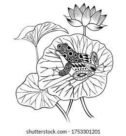 Frog coloring book vector illustration