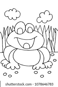 Frog Coloring Page Stock Vector (Royalty Free) 1078646783 | Shutterstock