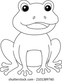 Frog Coloring Page Isolated for Kids