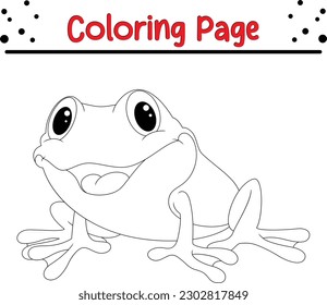 Frog Coloring page for kids. line art For children Coloring book design