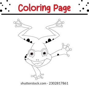 Frog Coloring page for kids. line art For children Coloring book design