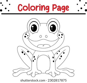 Frog Coloring page for kids. line art For children Coloring book design