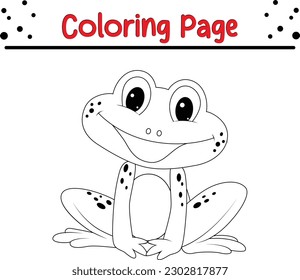 Frog Coloring page for kids. line art For children Coloring book design