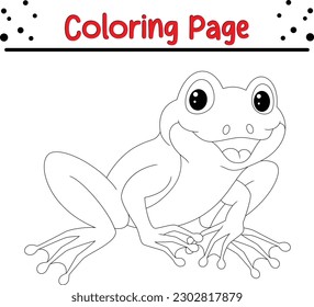 Frog Coloring page for kids. line art For children Coloring book design