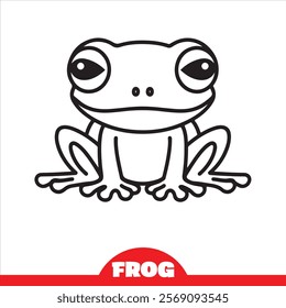 Frog Coloring page for kids. line art For children Coloring book design vector