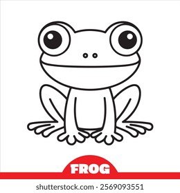 Frog Coloring page for kids. line art For children Coloring book design vector