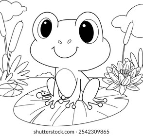 frog coloring page  for kids.cartoon vector illustration isolated on white background.