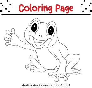 Frog Coloring Page line art Illustration. animal coloring book for kids.
