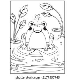 Frog Coloring Pages Kids Stock Vector (Royalty Free) 2177557945 ...