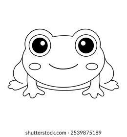 Frog coloring pages for kids. Trace and color cute frog. Frog animal flashcard game education. Cute frog isolated on white background. Kindergarten and preschool worksheets printable for kids. 