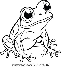 Frog, colouring book for kids, vector illustration