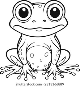 Frog, colouring book for kids, vector illustration