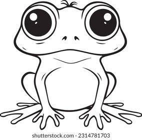 Frog, colouring book for kids, vector illustration	