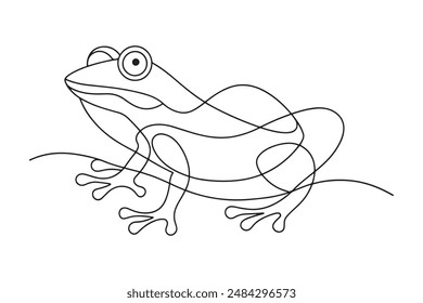 Frog Continuous line art vector illustration on white background